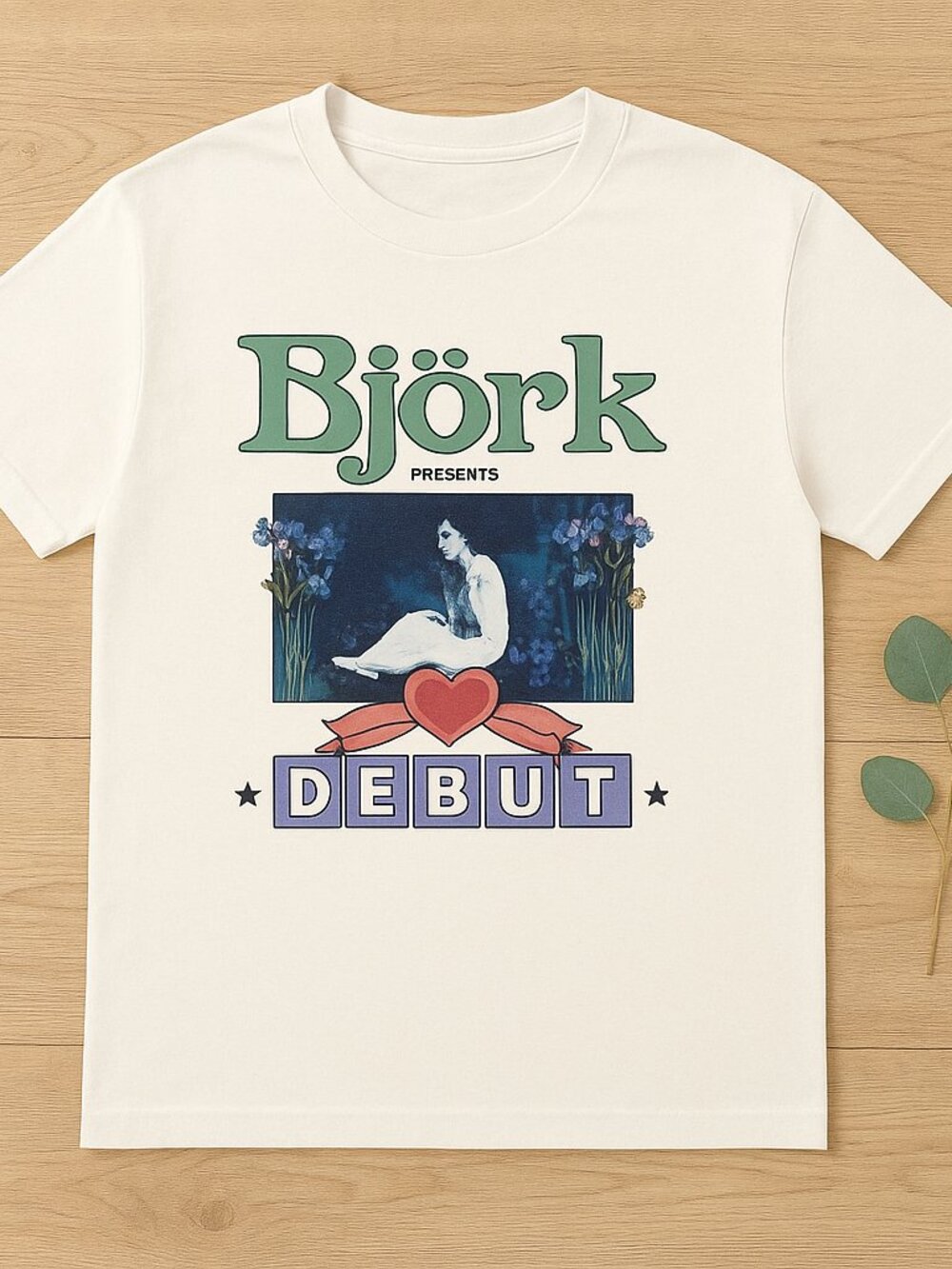 Vintage Photo Print Floral Graphic Tee Retro Music Debut Style